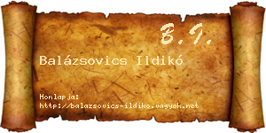 Balázsovics Ildikó névjegykártya